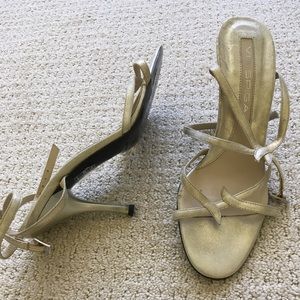 Gorgeous gold strapped 4” heels